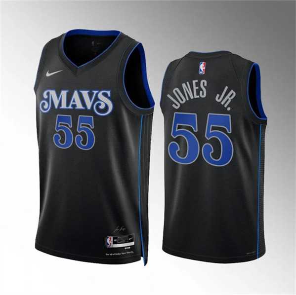 Men%27s Dallas Mavericks #55 Derrick Jones Jr Black 2023-24 City Edition Stitched Basketball Jersey Dzhi